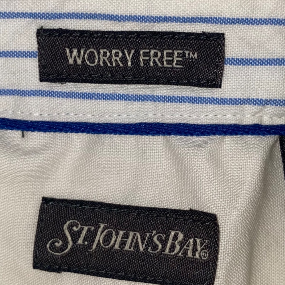 ST JOHNS BAY Mens Med Classic Fit Short Sleeve Button Down Shirt White Worry Fre - Picture 2 of 7
